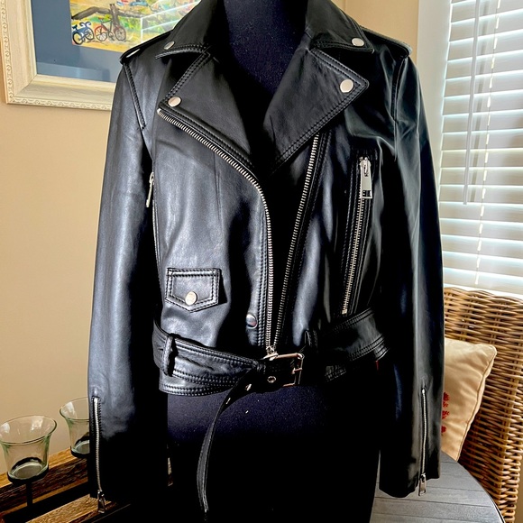 Women’s Luxe LTH JKT Handmade Best Seller Black Leather Biker Jacket (Large) - Picture 3 of 15